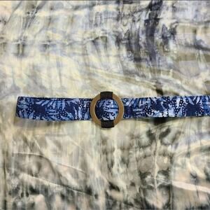BELT Margot fashion handmade blue tropical print statement belt